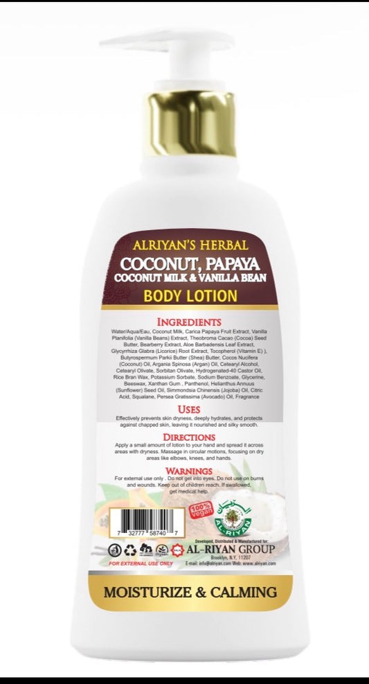 Coconut and papaya body lotion